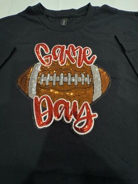 Game Day Sequin Football Tee - Black